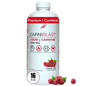 Bricker Labs CARNIBLAST Liquid L-Carnitine 3000mg Carnipure Formula Metabolic Support Supplement Raspberry Flavor 16 fl oz - Dietary, Healthcare