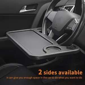 [ Limited Time Deal ] - Car Steering Wheel Desk | Food Table for Car | Steering Wheel Tray for Constant Travelers, Fits Most Vehicles Steering Wheels (Black)