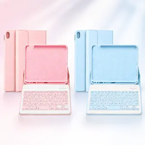 iPad 11th and 10th Generation Keyboard Case Compatible with iPad A16 2025 11 inch and iPad 10th Gen 2022 10.9 inch Detachable Bluetooth Keyboard Case with Pencil Holder Square Keycaps(This product does not include an iPad)