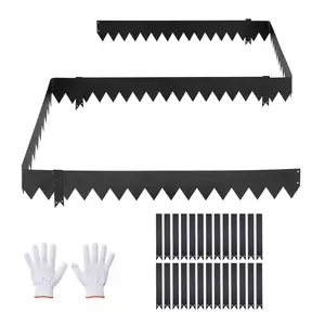 VEVOR Galvanized Steel Landscape Edging, 30-Pack 40 x 6 Inch Metal Edging for Landscaping with 32 Mounting Clips, Heavy Duty Metal Garden Edge Border for Flower Bed, Yard Pathway, Black