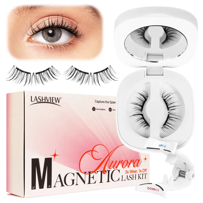 Lashview Soft Magnetic Lash Kit with Applicator No Glue or Eyeliner Needed, Lightweight Natural Makeup Eyelashes
