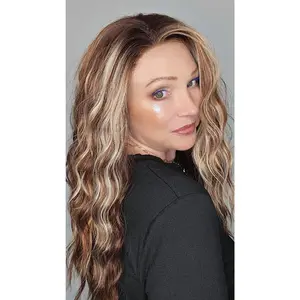 CARKIRA Michelle 22" Long Wavy Synthetic Wig, 13x4 Lace Front in Honeyed Chestnut Bronde, Heat-Friendly with a Realistic Hairline for Women & Men