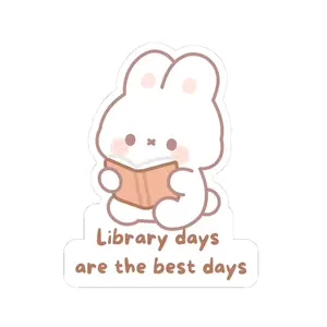 Cute Bunny Reading Library Days Sticker | Kiss-Cut Sticker