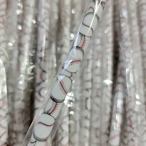 Baseball Print Plastic Reuseable Straws - Single or Team Bundle