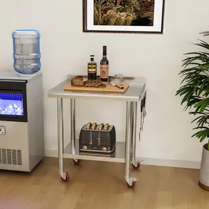 YITAMOTOR 36" x 24" Stainless Steel Table with Wheels for Prep & Work with Backsplash, NSF Metal Table Prep Table with Undershelf for Home Kitchen Restaurant Garage Warehouse organizer  storage house  organizers makeup  organizer