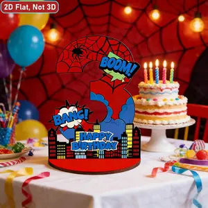 Cartoon Spider Theme Birthday Party Decor, Wooden Table Centerpiece, Age 3-5 Birthday Decoration, Easy Assembly, Party Supplies