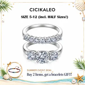 CICIKALEO 1CT Trilogy Moissanite 3-Stone Ring Set Classic for Women Wedding Set D VVS1 Stackable Band 18K Gold Plated Lab-Created Hypoallergenic Engagement Promise Anniversary Gift Fine Formerly  CICI GEMS R1 #Summervibes