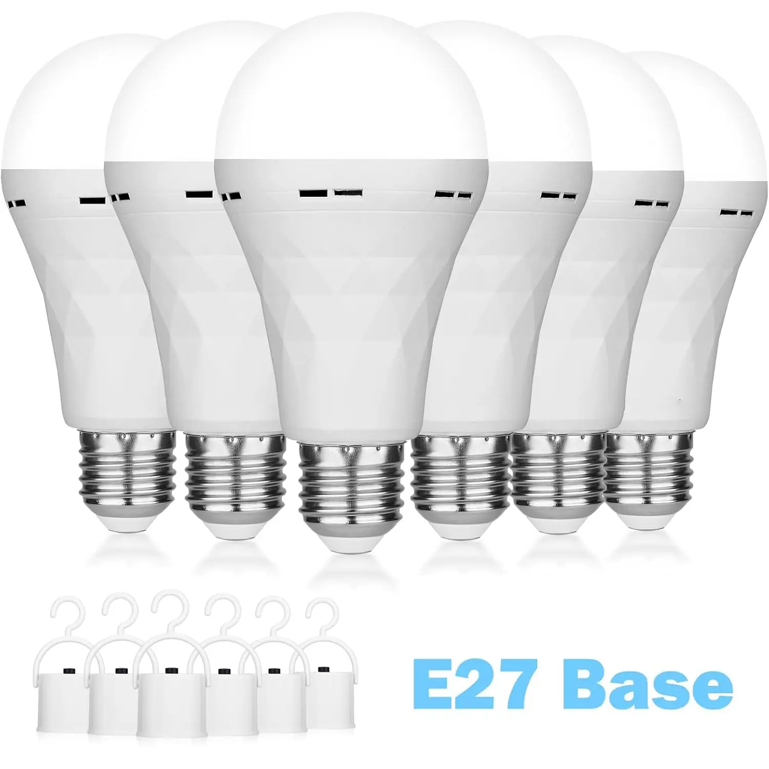 6/8/12/16 PACK Rechargeable Emergency Light Bulbs 15W LED light Eq 60 Watt,Battery Powered Light Bulb E26 Base,Multi-Function Battery Backup Emergency Light for Power Outage Camping Outdoor Activity