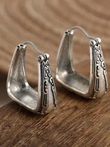 Women's Elegant Textured Metal Design Hoop Earrings, Fashionable Boho Style Hoop Earrings for Women & Girls, All-match Vintage Dainty Fashion Jewelry for Daily Decor, Fashion Chic Accessories, Statement Earrings