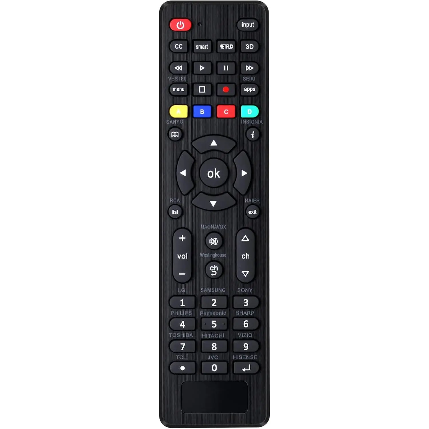 Universal TV Remote Compatible with Samsung, TCL, Philips, Vizio, Sharp, Sony, Panasonic, Sanyo, Insignia, Toshiba and Other Brands LCD LED 3D HDTV Smart TVs Remote Control