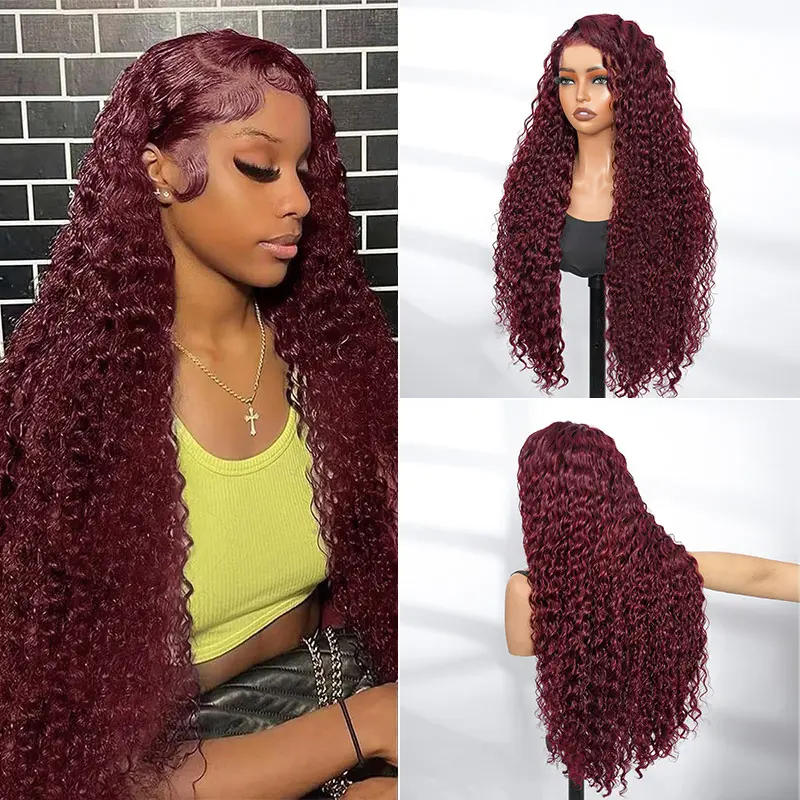 [New In] Asteria Hair 13×4 Lace Right Side Part Deep Wave Wig Cherry Cola Red Color Human Hair Glueless Ready To Go Lace Front Wig