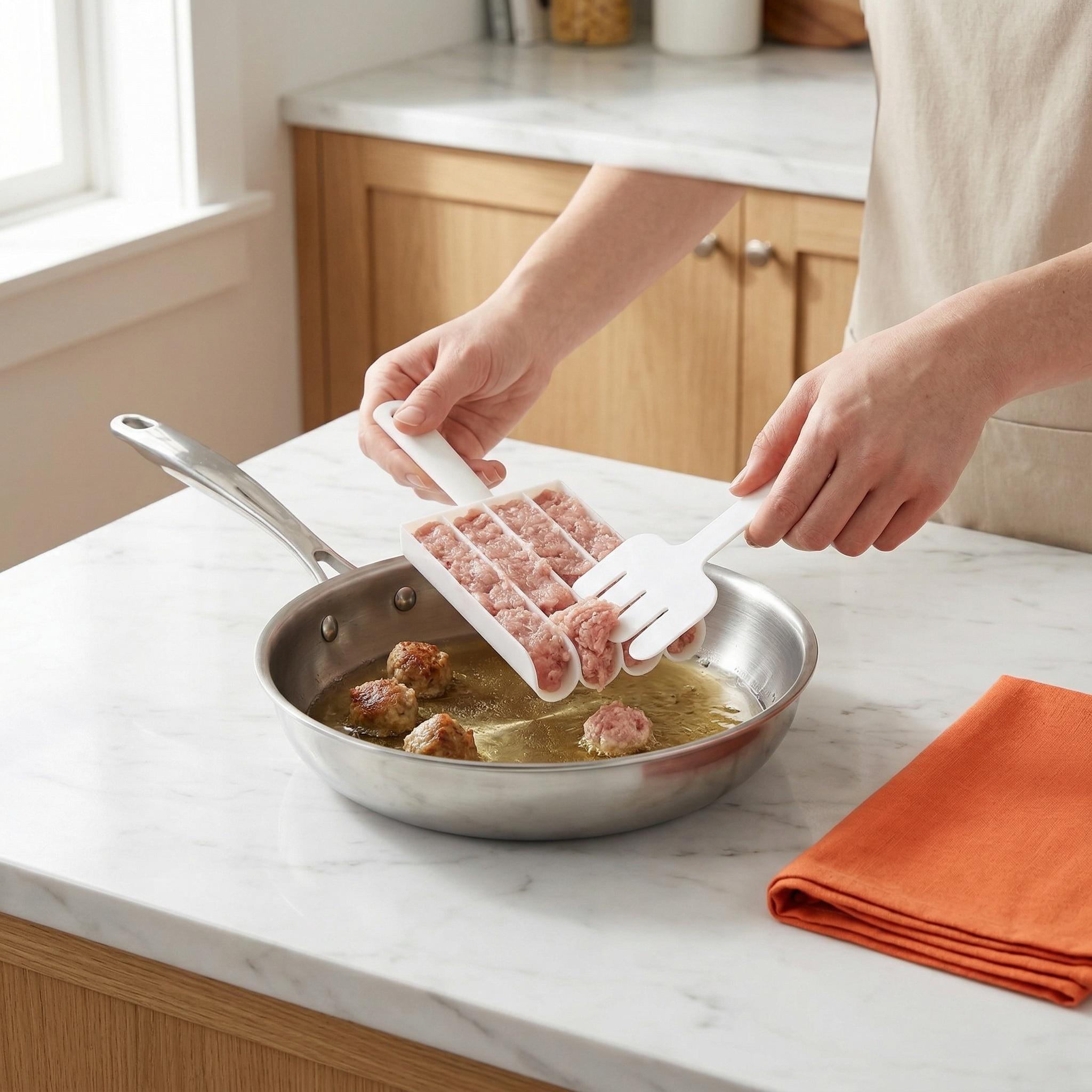 Kitchen Meatball Maker, 1 Count Manual 4-grid Non-stick Meatball Maker, Kitchen Gadgets Supplies Cookware Pans-MM