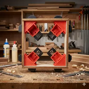 Professional 90-Degree Angle Clamp Set for Woodworking - Heavy-Duty Right Angle Tool for Quick Adjustment in Cabinet, Door, Window, and DIY Projects. Precision Corner Fixing Kit with Anti-Slip Design. Perfect for Furniture Assembly.