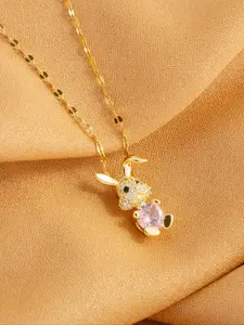 Cute Rabbit Design Pendant Necklace, Rhinestone Decor Charm Necklace for Women for Gift, Elegant All-match Fashion Jewelry for Daily Decor