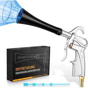 Tornado Car Cleaning Gun, Powerful Dry Car Detailing Air Gun Blower with Replacement Blasting Tube, Brass 1/4 IN NPT Quick Connector, Metal Air Blaster for Air Compressor Attachments