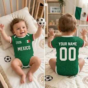 Custom Mexico 2026 Soccer Baby Romper Personalized Name Number Newborn Football Bodysuit Gift