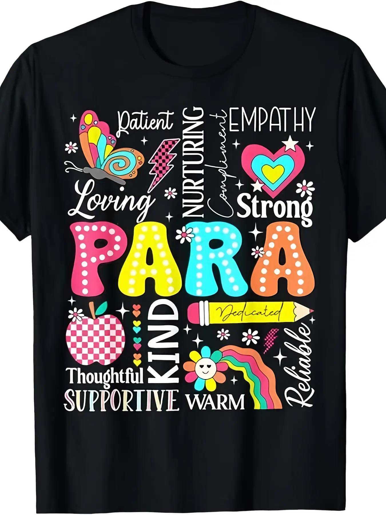 T-Shirt for Paraprofessional Paraeducator First Da unisex soft cotton short sleeve t shirt, vintage graphic casual tee for men women teens, perfect birthday holiday gift for camping travel gym daily street  wear