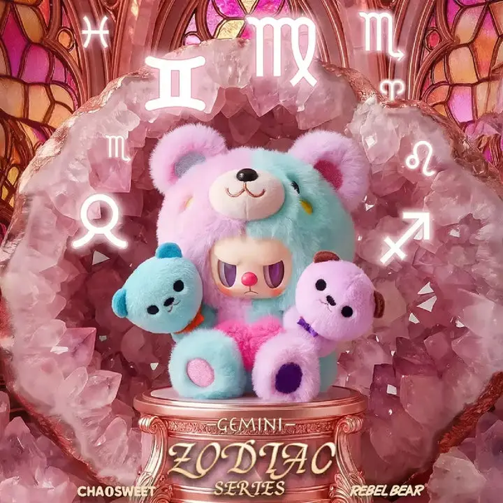 ChaoSweet REBEL BEAR Zodiac V1 Series PVC Plush Figure Blind Box, Collectible Entertainment Characters for Blind Bag Unboxing Fun, Mini Blind Bag, Collectible Blind Pack