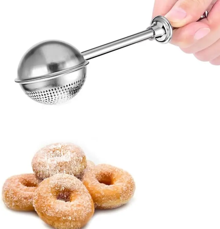 Powdered Sugar Shaker Duster Mini Sifter Flour Duster For Bread Baking With 18/8 304 Stainless Steel Spring Operated Handle For Sugar Flour And Spices