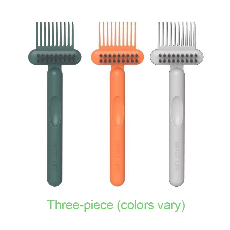 3-Count Comb & Hairbrush Care Cleaner Set - Dual-Tool Mini Tools with Brush, Compact Rake/Bristle Design for Hair, Dust & Build-Up Removal, Reusable for Home Use, Rake+Bristle Duo, Comb & Brush Cleaner Set, Hair‑Free Combs
