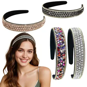 4 Pcs Women Rhinestone Headbands Glitter Sparkly Diamond Headbands Retro Rainbow Diamond Hairband Fashion Accessories