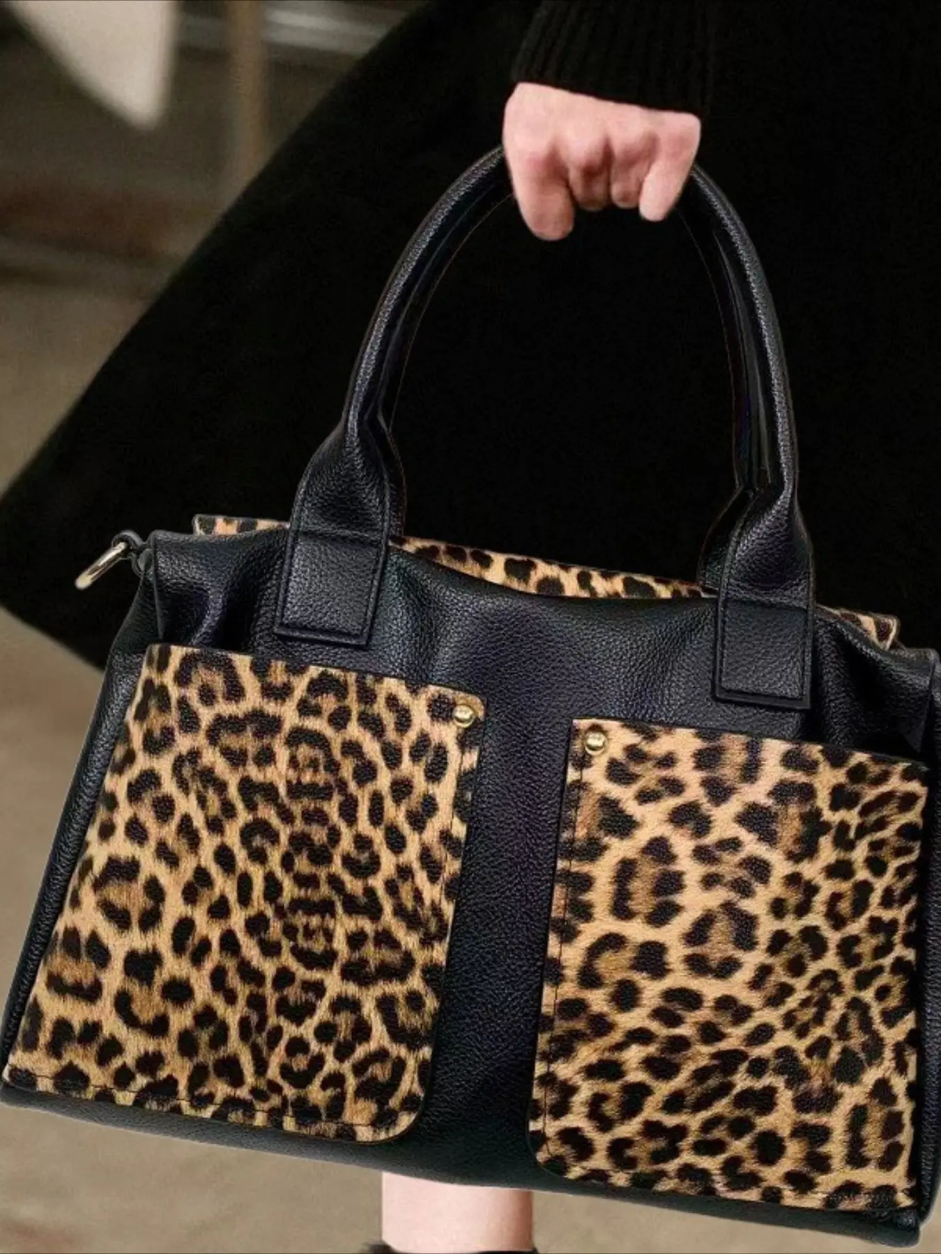 Retro women's large capacity leopard print handbag, Fashionable Patterned Bag, flip fashion bag, detachable shoulder strap, suitable for daily use and work, holiday gift