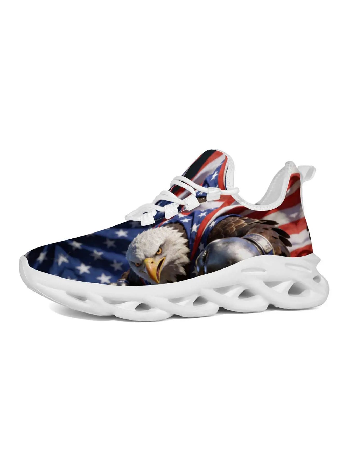 Exclusive Recommendation! American Flag Eagle Pattern Men's Casual Athletic Sports Shoes, Patriotic Print, Comfortable Sole, Perfect for Parties & Outdoors, Sneaker, Lace Up Sneaker, Eagle Print Sneakers