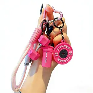 Mini Gym Keychain Set – Cute Silicone Dumbbell, Kettlebell & Barbell Plate Key Rings, Fitness Lover Gift for Men & Women, Trendy Sports Accessories