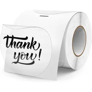 Clear Thermal Labels Round Vinyl 3 Inch Transparent Direct Printer Label Circle Self Adhesive  Decals Roll for Home Office Business QR Code Seal DIY Logo 200 count