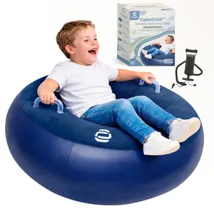 CalmOrbit Inflatable Sensory Spinning Chair for Kids, Sensory Toys for Kids with Autism & ADHD, Giftable 360 Spin Rocking Chair, Kids Sensory Chair, Autism Sensory Products for body coordination, Blue