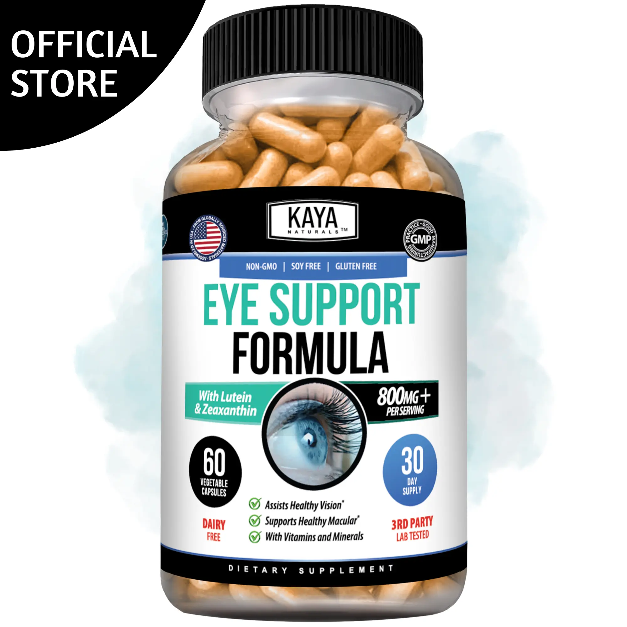 Kaya Naturals Eye Health Supplement - Lutein & Zeaxanthin - Supports Eye Strain, Dry Eyes, and Vision Health - Vitamin Supplement - 60 Count