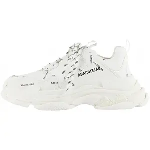 Balenciaga Triple S Allover Logo Sneaker Low-Top Dad Shoe for Men in White Casual Trainer Footwear Athletic kitten heels black heels