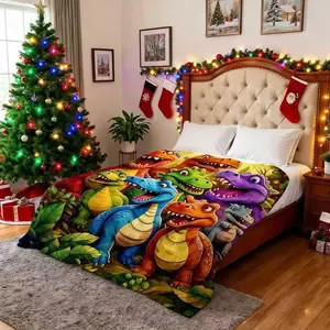 Kids Room Stuff Viral Blanket Soft Flannel with Cute Smiling Dinosaurs HD Print All-Season Cozy Thermo-Regulating Cover Perfect for Napping Christmas Gift