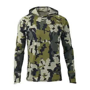 Long Sleeve Fishing Hoodie for Men Anti-UV Sun Protection Clothes Fish Shirt Hunting Jungle Camouflage Jersey UPF 50 + New Athletic Apparel