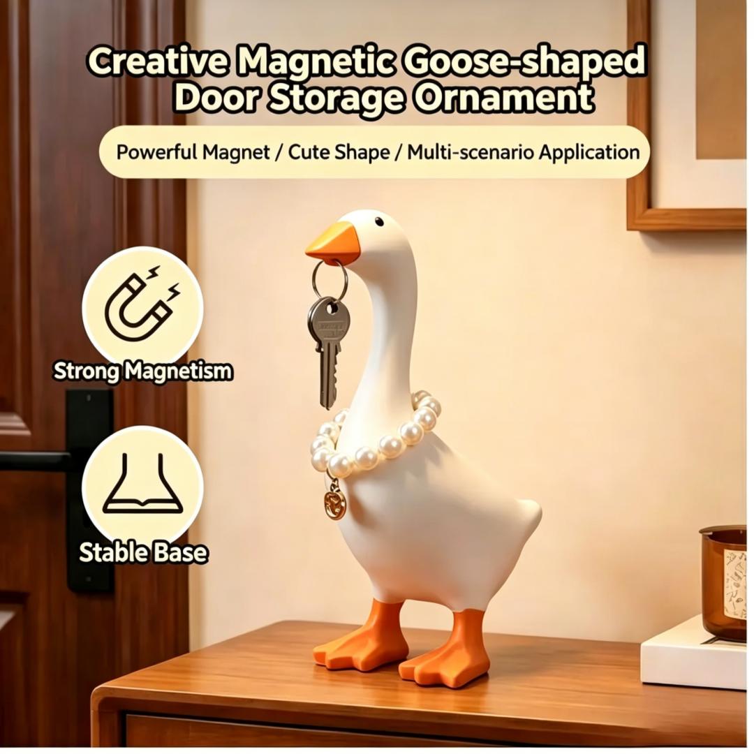 2.Cute Goose Magnetic Key Holder, Kawaii Room Office Desk Decor, Funny Bedroom Aesthetic Decorations, Unique Housewarming Gifts for Women Men, 1PCS