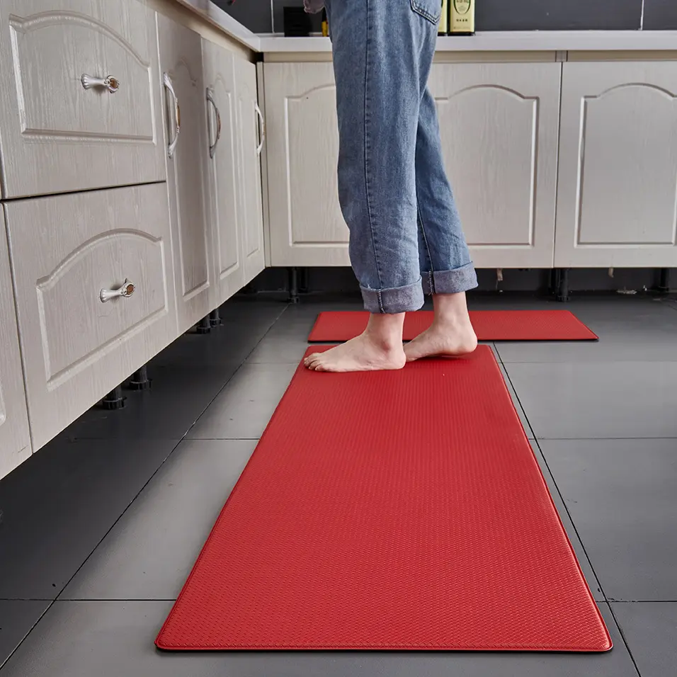 2-Pack Anti-Fatigue Kitchen Mat Set (17"x30" + 17"x47") – 8mm Thick PU Foam Cushioned Floor Mats – Waterproof, Non-Slip, Slow Rebound Standing Mat for Kitchen, Laundry, & Office Decorative Area Rug