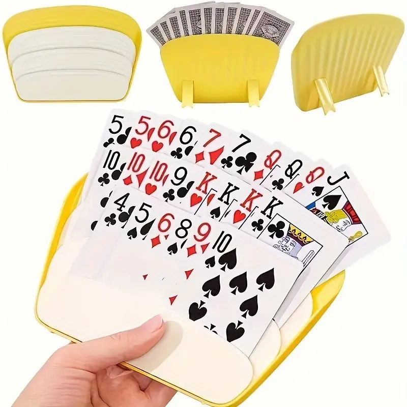 Playing Cards Holders Stands Decks with Foldable Tabletop Stand, 3 Layers Design for Poker UNO Cards, Playing Card Accessories, Card Slots
