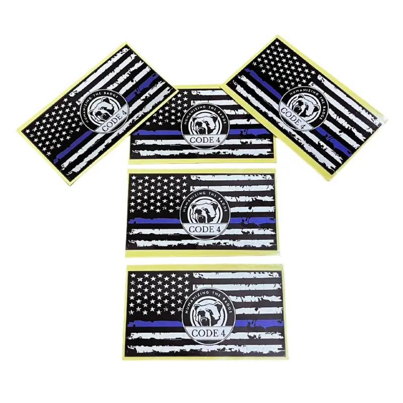Thin Blue Line Code 4 Vinyl Waterproof Decal - Truck Decals, Universal Car Sticker, Vehicle Exterior Accessory, Back the Blue Gift for Car, Laptop, Helmet, Vinyl Waterproof Decals