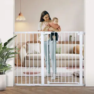 PAWGIANT 36" Extra Tall Pet Gate Auto Close Walk Thru Safety Gate 29.5" - 48.8" Wide Openings, Baby Gate for Stairs and Doorways, Dog Gate for House, Pressure Mounted Easy Walk Through Pet With Door, White