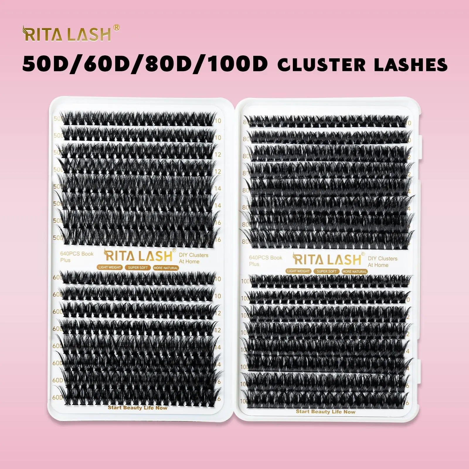Individual Clusters Lashes, 640pcs/box DIY Eyelash Extensions Kit, D Curl Individual Curled Lashes for Girls & Women Lash Extensions, Summer Makeup, Cosmetic False Lashes, Fake Eyelashes Clusters