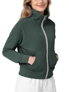 ODODOS Women's Stand Collar Full Zip Jacket - Ultra Soft odSTRATUM Tech Everyday Performance Outerwear with Pockets, UPF 50+