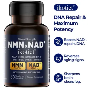 IKOTIET-NAD+ Supplement for Anti-Aging and Cell Regeneration, NAD+NMN, 300 mg Niagen, 30 Servings | Supports Cellular Energy, Skin Care, Brain, and Muscles | Niacinamide Ribose (NR) 1 Capsule Daily | 1 Bottle + 1 Trial Pack support cellular energy extra s