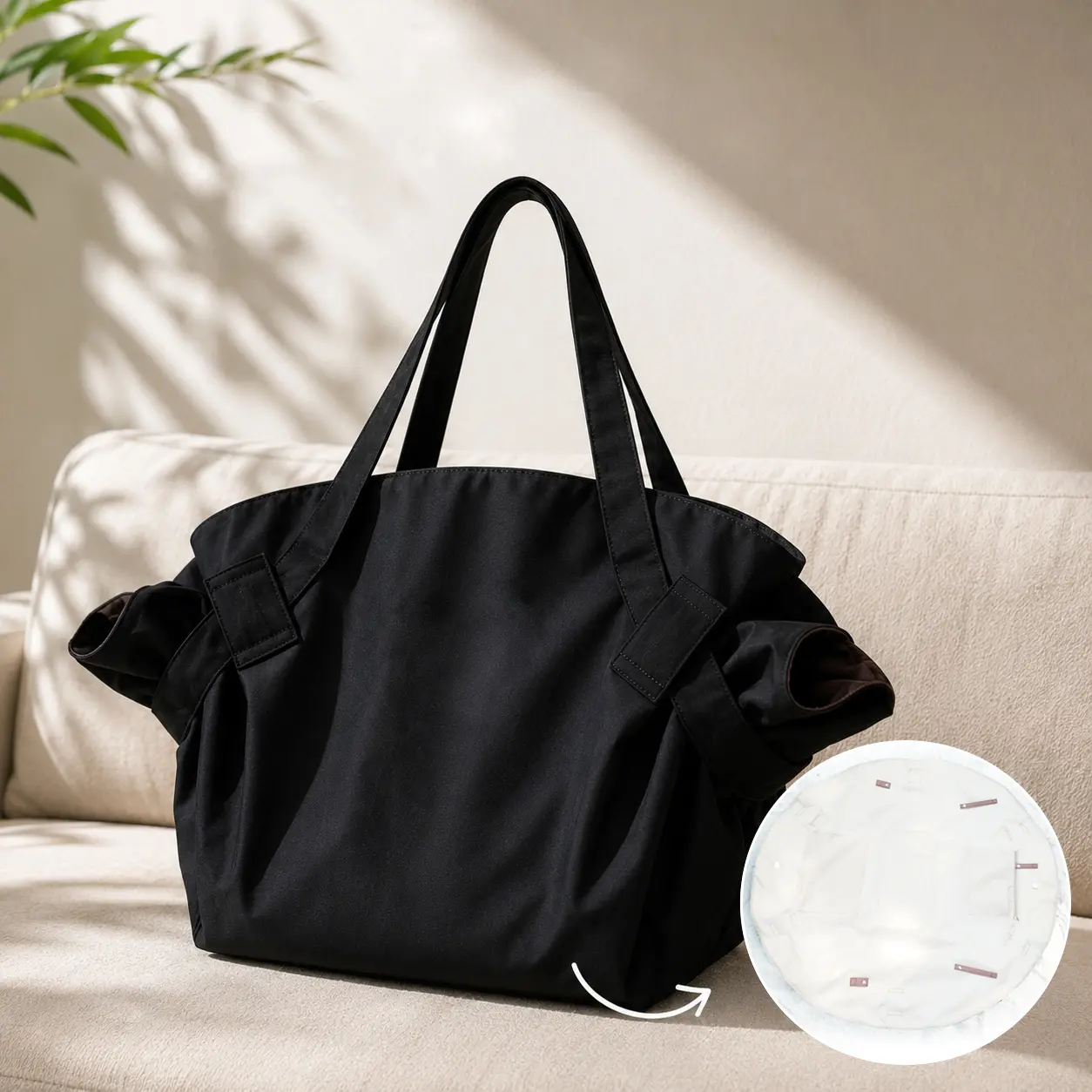 Compact Foldable Tote Bag, Expandable Reusable Grocery Shopping Bag with Should Straps,Beach Picnic Grocery Gym Diaper Multi-Use,Portable,Waterproof
