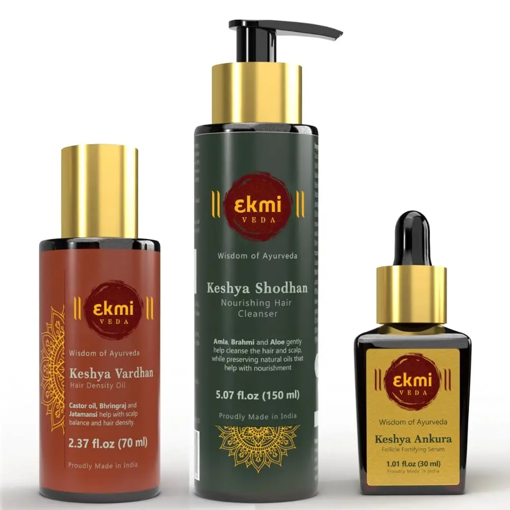 Ekmiveda Hair Trio Set | Hair Serum+ Hair Cleanser + Hair Oil | With Power Of Ayurveda