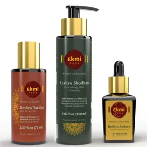 Ekmiveda Hair Trio Set | Hair Serum+ Hair Cleanser + Hair Oil | With Power Of Ayurveda