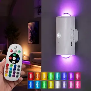 Rechargeable Motion Sensor Wall Light with Remote, Colors Adjustable RGB Ligght, Dimmable USB-C LED Night Light, Magnetic Cordless Lamp for Bedroom, Stairs, Hallway, Closet, Garage & Entryway, Led Lights Bedroom, Lights For Bedroom