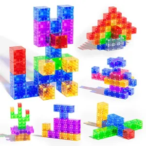 Stem Early Education Toy Portable Bag Iron Box, Colorful Transparent Magnetic Building Blocks, Magnetic Building Tiles, Mini Magnetic Toys for Kids Travel Set, Creative Magnetic Blocks, Building Block Sets