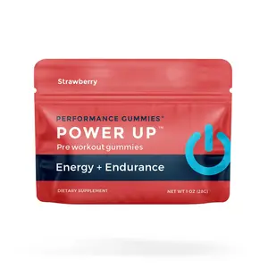 SGC Power Up Energy Gummies - Strawberry | As Seen in Walmart | Caffeine + BCAA + Ginseng | Pre-Workout & Focus Boost | Vegan & Non-GMO | 4ct Pack