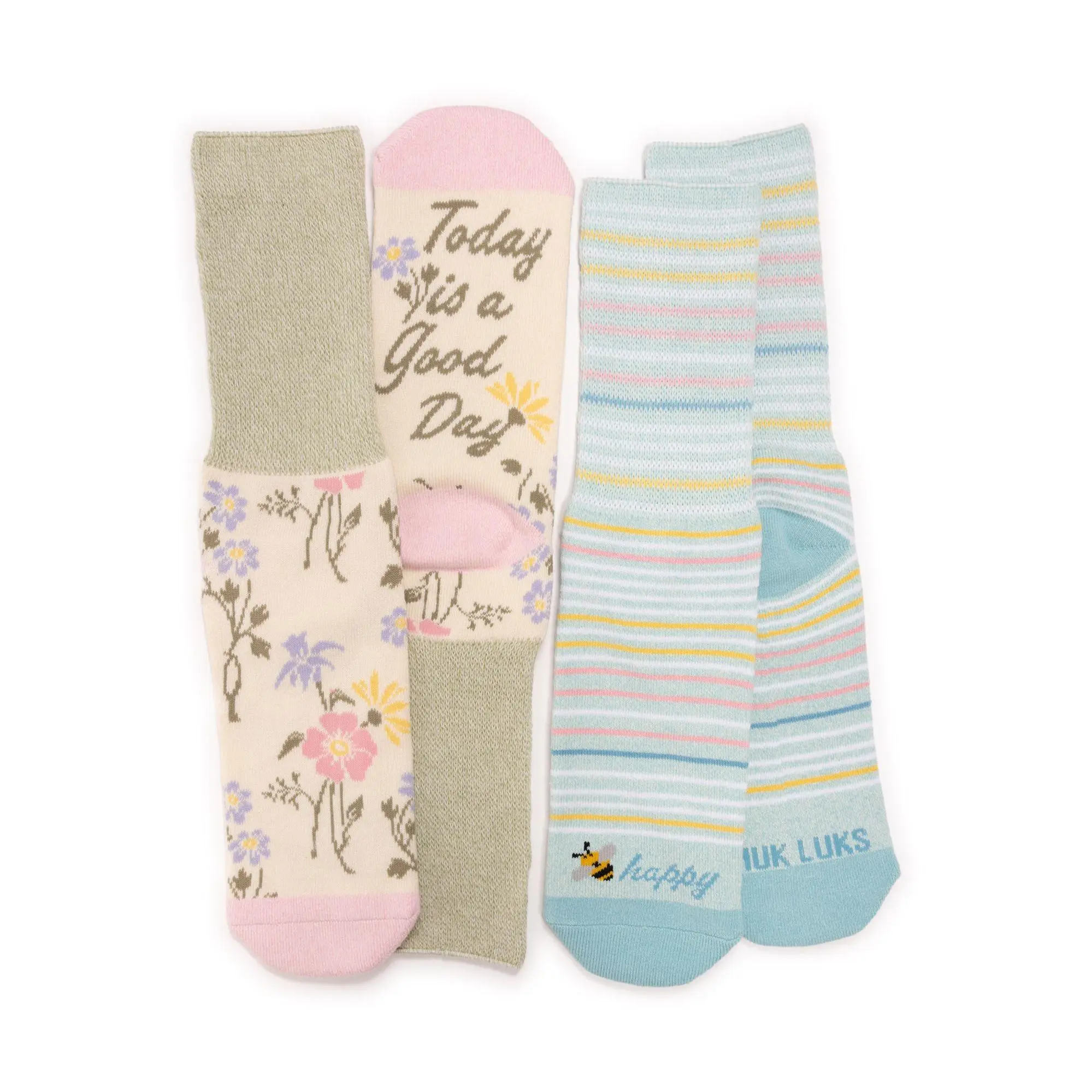 MUK LUKS Set of 2 Cozy Floral Crew Socks