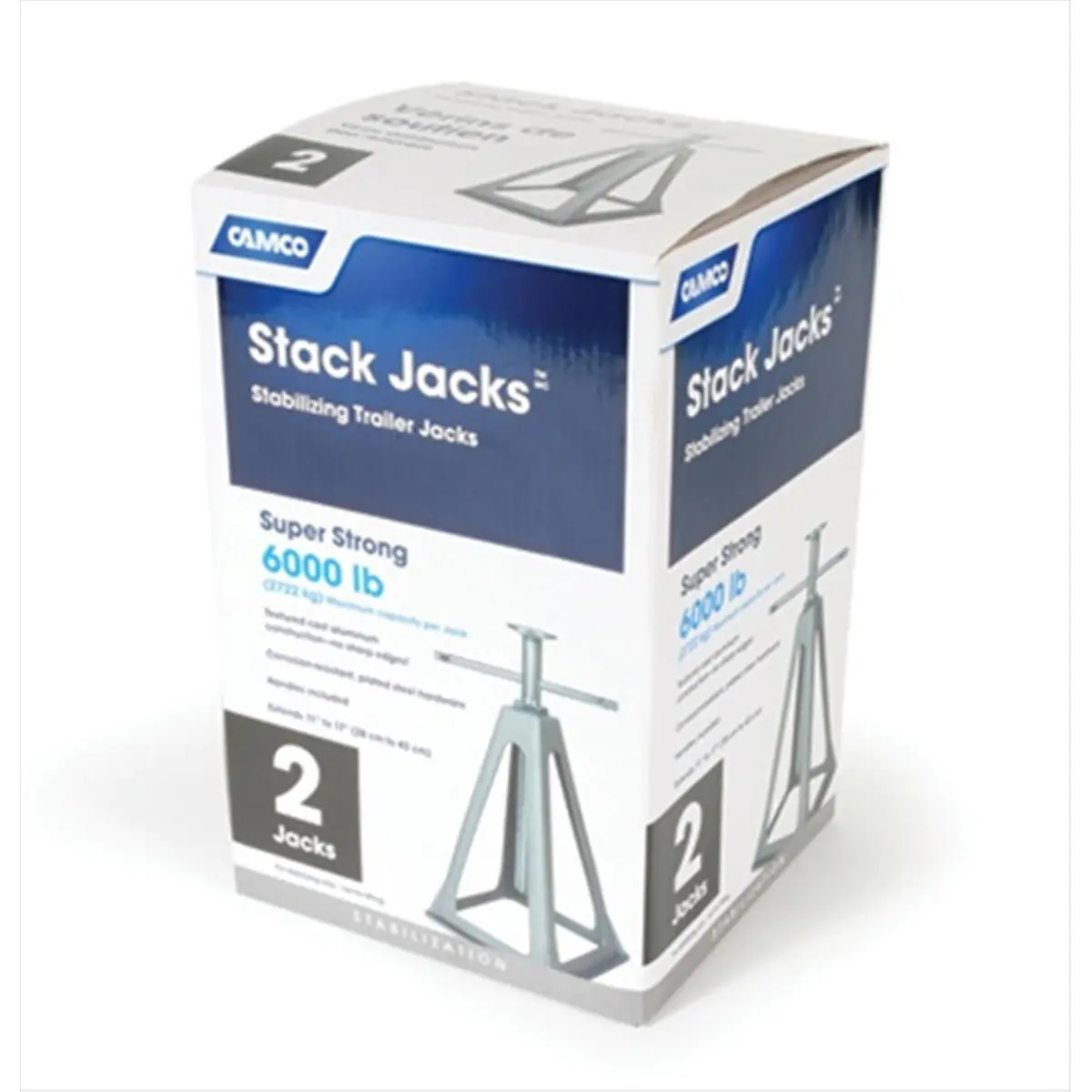 CAMCO 44561 RV Leveling Stabilizing Trailer Jacks - Set of 2, Cast Aluminum Construction, 17 in Extension, 6000 lb Capacity, for RV Positioning & Stability